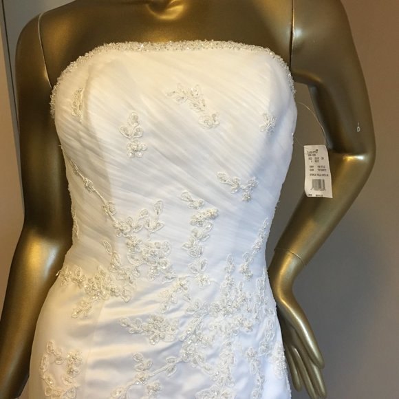 MICHELANGELO ๐ฅ Beaded Strapless Tulle Lace Wedding Dress - David's Bridal NEW!! - Picture 3 of 16